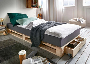 UUS Palletivoodi, männipuidust, voodi, L:90 cm, K:14 cm, S:2 (1 foto / 2)