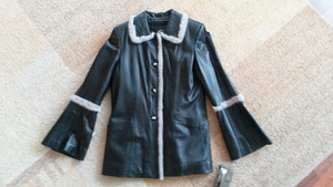Куртка кожаная тёплая с норкой, размер 38-40, новая