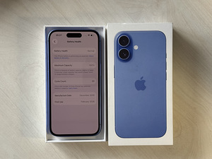 Apple iPhone 16 Ultramarine 128GB heas korras. Aku 100% CC88 (6 foto / 7)