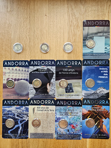 Юбилейные монеты Андорры, Сан-Марино, Ватикана, Монако 2 евр