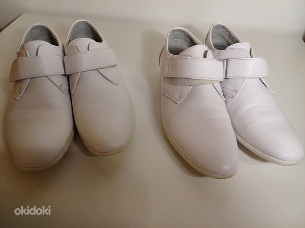 Белые кожаные туфли на липучке для мальчиков (37 и 38)вместе (фото #4)