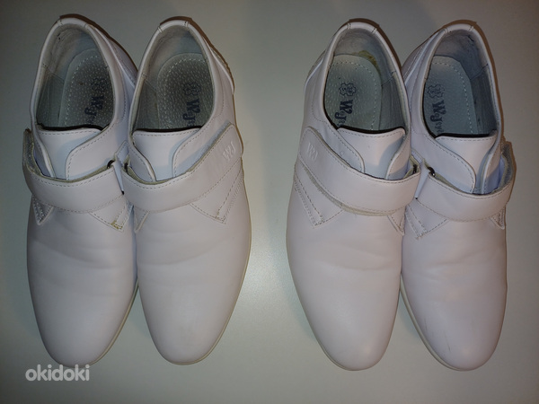 Белые кожаные туфли на липучке для мальчиков (37 и 38)вместе (фото #5)