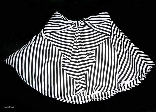 Пышная черно-белая юбка в полоску в морском стиле, L-38-40 (фото #2)
