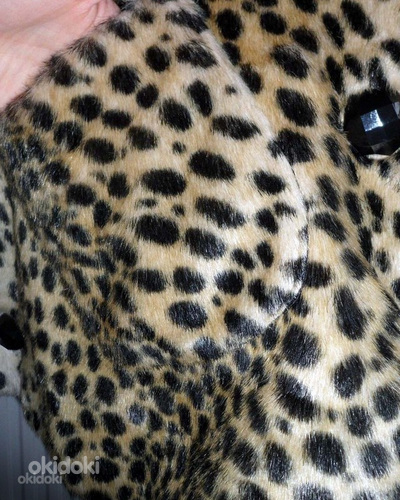 Роскошная меховая леопардовая шубка-манто, один размер (фото #6)