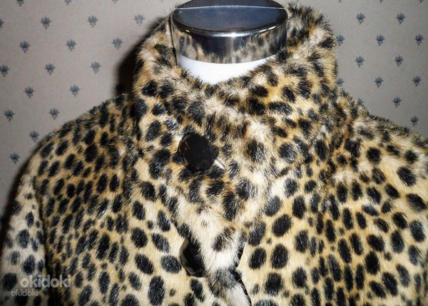 Роскошная меховая леопардовая шубка-манто, один размер (фото #3)