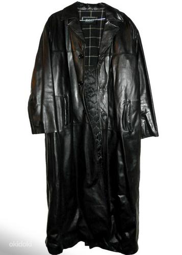 Saki Leather черное длинное кожаное утепленное пальто, 54-XL (фото #6)