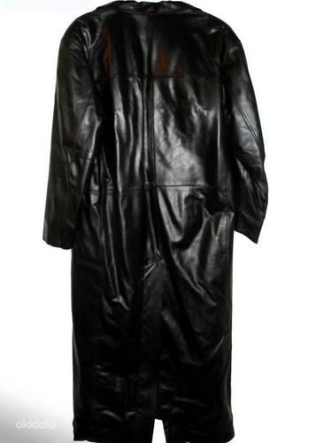 Saki Leather черное длинное кожаное утепленное пальто, 54-XL (фото #7)