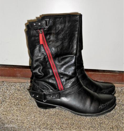 Tamaris кожаные стильные черные сапожки (39) (фото #10)