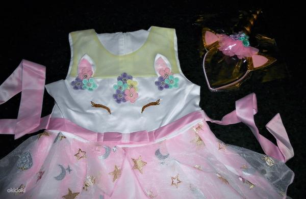 Новое платье принцессы розовый Единорог +ободок (134/140) (фото #4)
