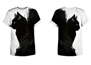 Must kiisuke uus 3D printiga T-särk ( L/XL) (3 foto / 5)