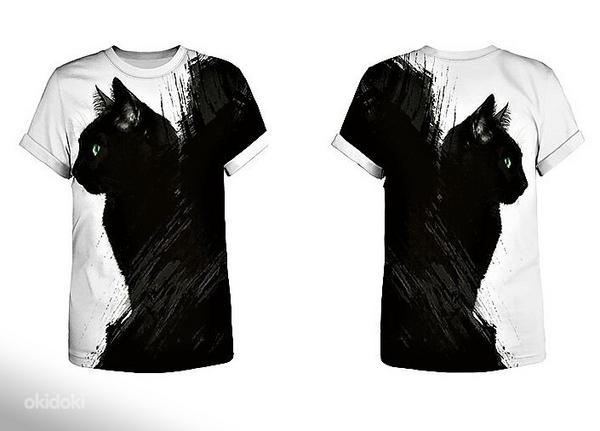 Черная кошечка новая футболка с 3D принтом, L/XL (фото #3)