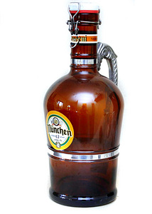 Suur vintage öllekann-öllepudel (klaas-metall),3 L