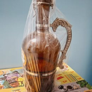 Suur vintage öllekann-öllepudel (klaas-metall),3 L (6 foto / 10)