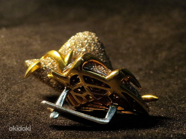 Kuld kõrvarõngad teemantidega 750 proov (№L846) (foto #6)