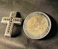 Золотой крестик с бриллиантами 585 проба (№L906)
