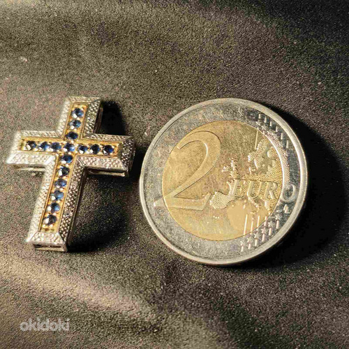 Золотой крестик с бриллиантами 585 проба (№L906) (фото #1)