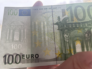 100 евро 2002 г., подпись Вима Дуйзенберга, UNC. (4 фото из 5)