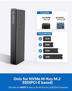 ORICO 20Gbps M.2 NVMe SSD Enclosure Adapter,USB3.2 Gen2 (3 foto / 9)