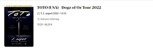 TOTO (USA) - Dogz of Oz Tour 2022 pilet (1 foto / 2)