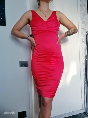 Новое шелковисто-кораллово-розовое торжественное платье, размер XS (фото #1)