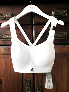 Adidas белый спортивный бюстгальтер, топ для тренировок (1 фото из 4)
