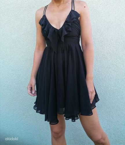 Черное красивое воздушное женственное торжественное платье, (фото #1)