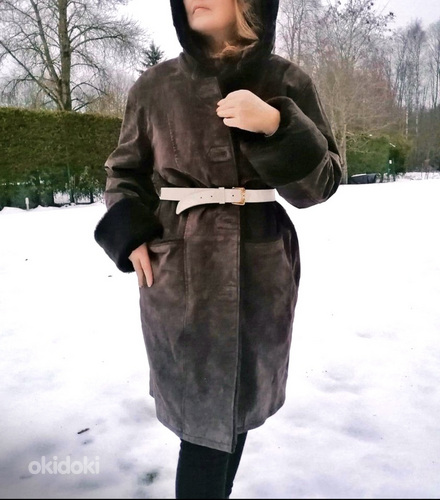 Качественное теплое пальто из натуральной кожи, парка, 44 ра (фото #1)