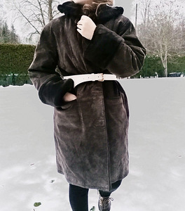 Ehtsast nahast kvaliteetne soe mantel, parka, s.44 (3 foto / 3)