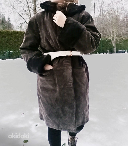 Качественное теплое пальто из натуральной кожи, парка, 44 ра (фото #3)