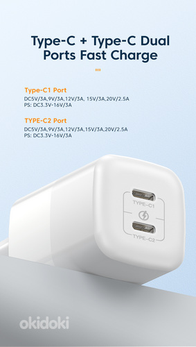 Twin USB-C Kiirlaadija! 50W Quick Charge 4.0 3.0 Type-C (foto #6)
