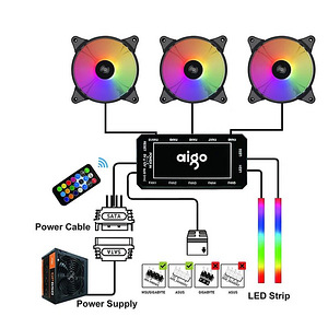 6x ARGB LED 120mm fan fan set with remote control AIGO (7 фото из 9)