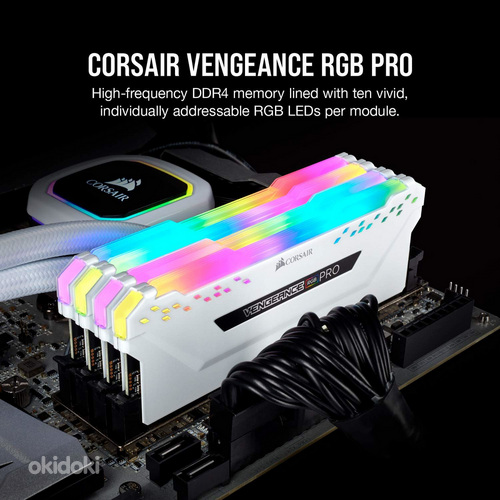 Mälu Corsair Vengeance RGB PRO 32GB (4X8GB) DDR4-3600 white (foto #1)