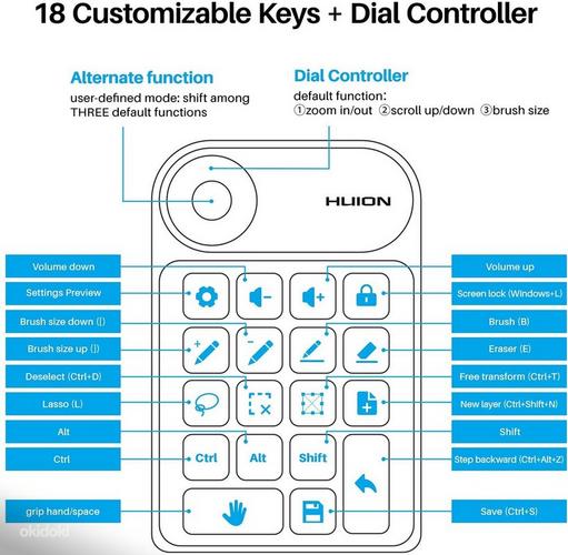 Huion MINI KeyDial KD100 juhtmevaba klaviatuur /graafikalaud (foto #2)