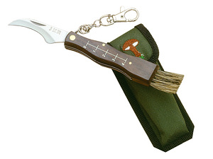 Нож для грибов Джокер с деревянной ручкой и сумкой на пояс