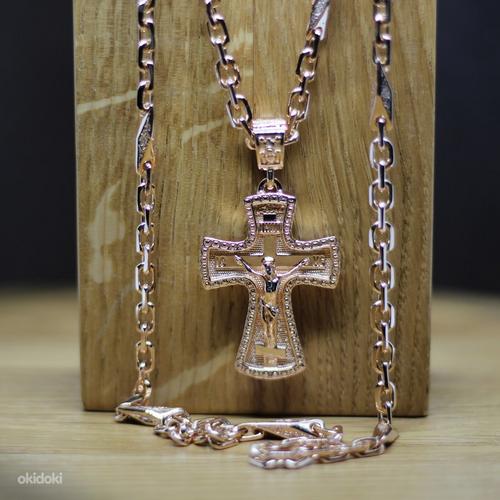 Золотой мужской крест с цепью ( 94 грамма 585') (фото #1)