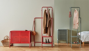 Красная металлическая полка/штанга Ikea Nikkeby