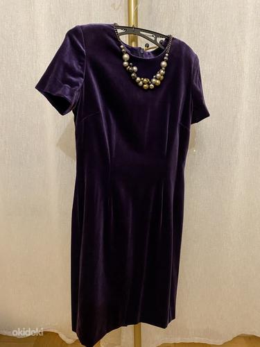 Классическое короткое фиолетовое платье, бархат (фото #1)