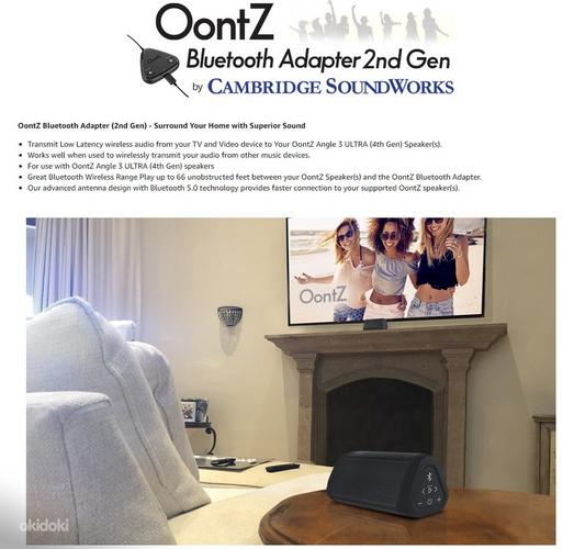 Optilised juhtmeta 2x tagakõlarid TV-le. OontZ+ Adapter (foto #1)