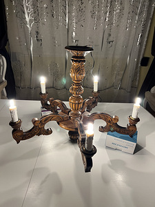 Retro käsitöö puidust laelamp Led lamp küünaldega (2 foto / 7)
