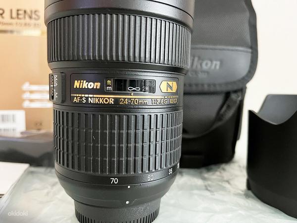 Объектив AF-S Nikkor 24-70 мм f/2.8G ED + 2 Hoya filtrid (фото #1)