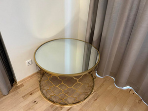 Metallist laud Berini L, peegelplaat, kuldne, D80x50cm (2 foto / 2)