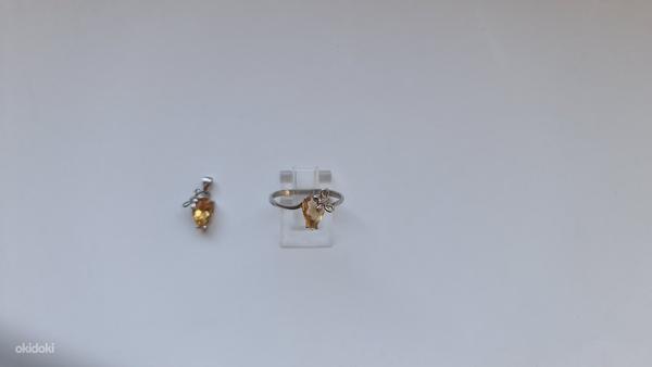 Новое серебряное кольцо и серебряное колье с цитрином (фото #5)