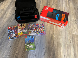 Nintendo Switch V2 +5 mängud +travel case (1 foto / 2)