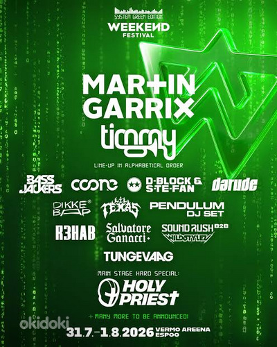 Weekend Festival Helsinki 2026 Martin Garrix etc