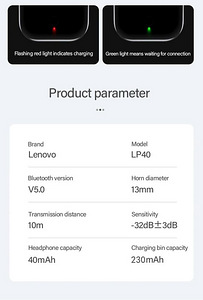 Uued juhtmevabad kõrvaklapid Lenovo LP40 (3 foto / 3)