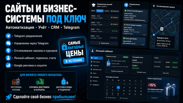 Veebilehtede, CRM-i ja Telegram-süsteemide arendamine ettevõtetele
