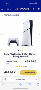 Uus Playstation 5 Slim, garantii (5 foto / 5)