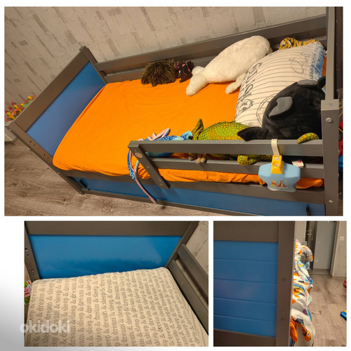 Детская кровать с защитой по перимеиру + матрац (фото #1)