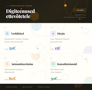 Veebileht, logo, CRM, chatbot ettevõttele (3 foto / 10)