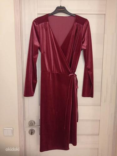 Темно-красное бархатное платье размер М (фото #1)
